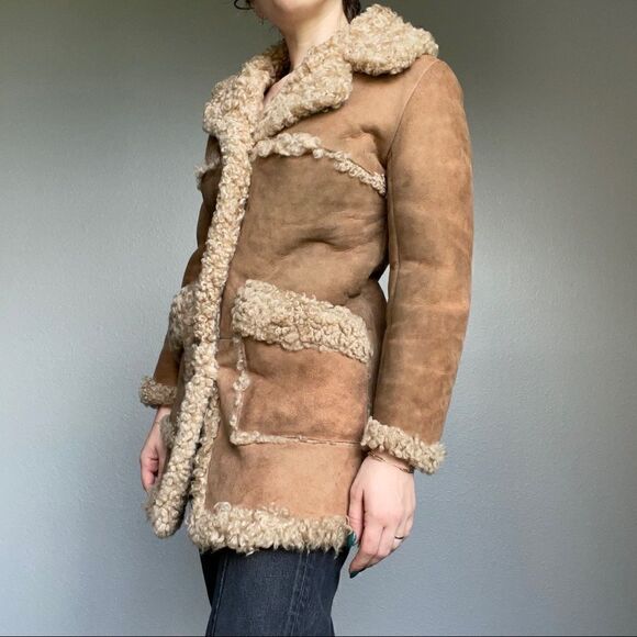 Vintage Morlands Real Lambskin Brown Tan Shearling Warm Leather Jacket Sz XS - Picture 3 of 10